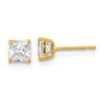 14k Madi K Square CZ Basket Set Stud Earrings