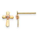 14k Yellow and Rose Gold Madi K Heart Cross Post Earrings