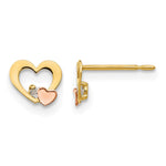 14k Yellow and Rose Gold Madi K CZ Heart Post Earrings