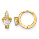 14k Madi K CZ Heart Hinged Hoop Earrings