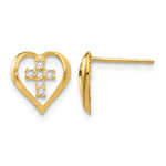 14k Madi K CZ Heart Cross Post Earrings