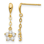 14k Madi K CZ Flower Dangle Post Earrings