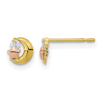 14k Yellow and Rose Gold Madi K CZ Moon and Star Post Earrings