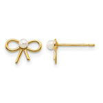 14k Madi K Freshwater Cultured Pearl Bow Post Earrings