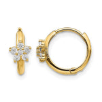 14k Madi K CZ Flower Hinged Hoop Earrings