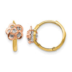 14k Yellow and Rose Gold Madi K CZ Flower Hinged Hoop Earrings