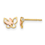 14k Yellow and Rose Gold Madi K CZ Butterfly Post Earrings