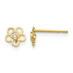 14k Madi K CZ Diamond-cut Flower Post Earrings