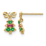 14k Madi K CZ Christmas Tree Dangle Post Earrings