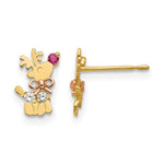 14k Yellow and Rose Gold Madi K CZ Reindeer Post Earrings