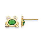 14k Madi K Green and Clear CZ Frog Post Earrings