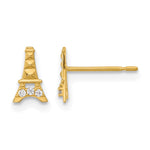 14k Madi K Kids CZ Eiffel Tower Childrens Post Earrings