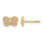 14k Madi K Polished Pink Enameled and CZ Butterfly Post Earrings
