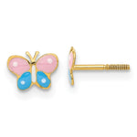 14k Madi K Polished Enameled Butterfly Screwback Post Earrings