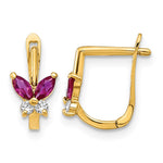 14k Madi K Polished Red and White CZ Butterfly Hinged Earrings