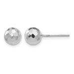 14K White Gold Faceted Diamond-cut Puffed Ball Post Earrings