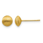 14K Satin Puffed Round Button Post Earrings