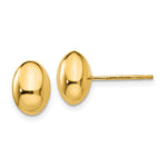 14K 10x Polished Puffed Oval Button Post Earrings