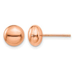 14k Rose Gold Polished Puffed Round Button Post Earrings