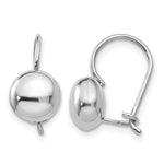14k White Gold Polished Button Kidney Wire Earrings