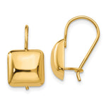 14k Polished Puffed Square Kidney Wire Earrings