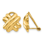 14k Polished X Omega Back Non-pierced Earrings