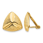 14k Textured Triangle Omega Back Non-pierced Earrings