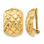 14k 12x Polished Crisscross Omega Back Non-pierced Earrings