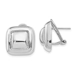 14k White Gold Polished Square Button Omega Back Post Earrings