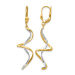 14K Two-tone Spiral Dangle Leverback Earrings