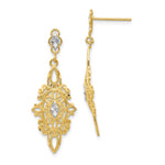 14k Rhodium Diamond-cut Filigree Earrings