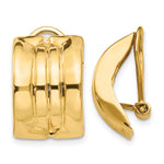 14k 12x Polished Striped Omega Back Non-pierced Earrings