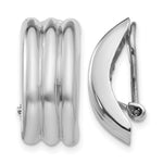 14k White Gold 8.5x Polished Ribbed Omega Back Non-pierced Earrings