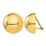 14k Polished Half Ball Omega Back Non-pierced Earrings