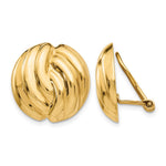 14k Polished Swirl Omega Back Non-pierced Earrings