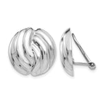 14k White Gold Polished Swirl Omega Back Non-pierced Earrings