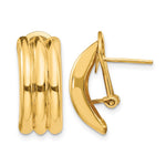14k 8.5x Polished Ribbed Omega Back Post Earrings