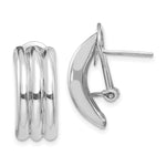 14k White Gold 8.5x Polished Ribbed Omega Back Post Earrings