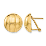 14k Ribbed Domed Omega Back Post Earrings