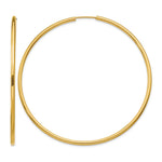 14k 2x Polished Round Endless Tube Hoop Earrings