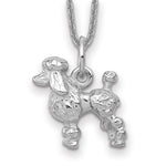 14k White Gold Solid 3-D Poodle Necklace