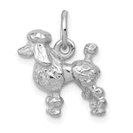 14k White Gold Solid 3-D Poodle Dog Charm