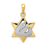 14k Two-tone Star of David with Shin Symbol Pendant