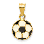 14k Black and White Enameled Flat Soccer Ball Pendant