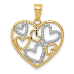 14K and White Rhodium Polished Hearts Inside Heart Pendant