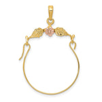 14k Two-tone Leaves with Flower Charm Holder Pendant