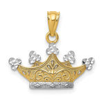14k and Rhodium Crown Pendant