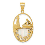 14K Lab Created Opal Lighthouse Sailboat Pendant