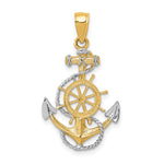 14K w/ Rhodium Anchor W/Rope Pendant
