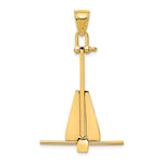 14K 3-D Fluke-Style Anchor with Moveable Fins Pendant